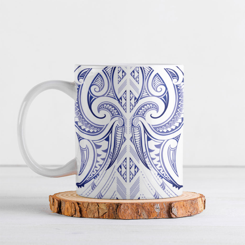 Maori Rugby Custom Ngaru Mangopare Ceramic Mug Kikorangi Niho Taniwha Motif LT9 Blue - Polynesian Pride
