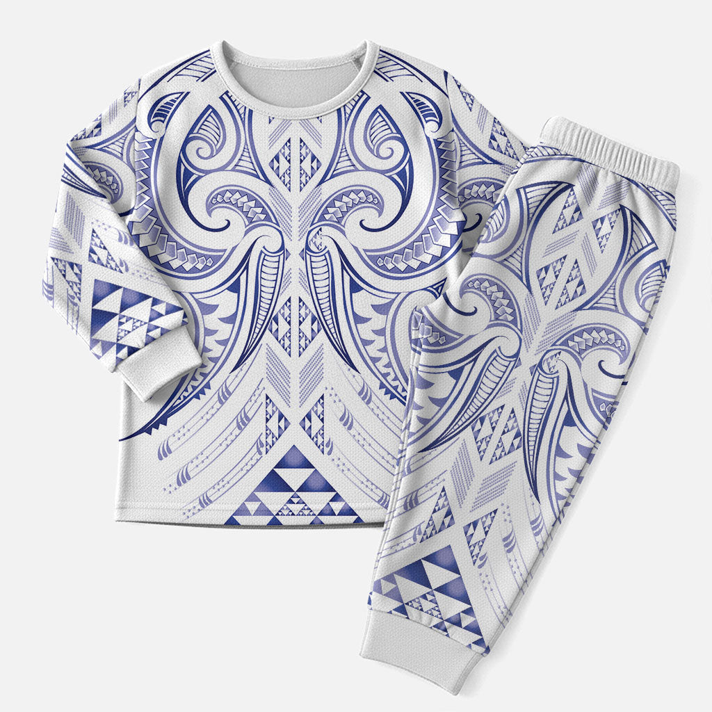 Maori Rugby Custom Ngaru Mangopare Christmas Pajama Set Kikorangi Niho Taniwha Motif LT9 Men Blue - Polynesian Pride