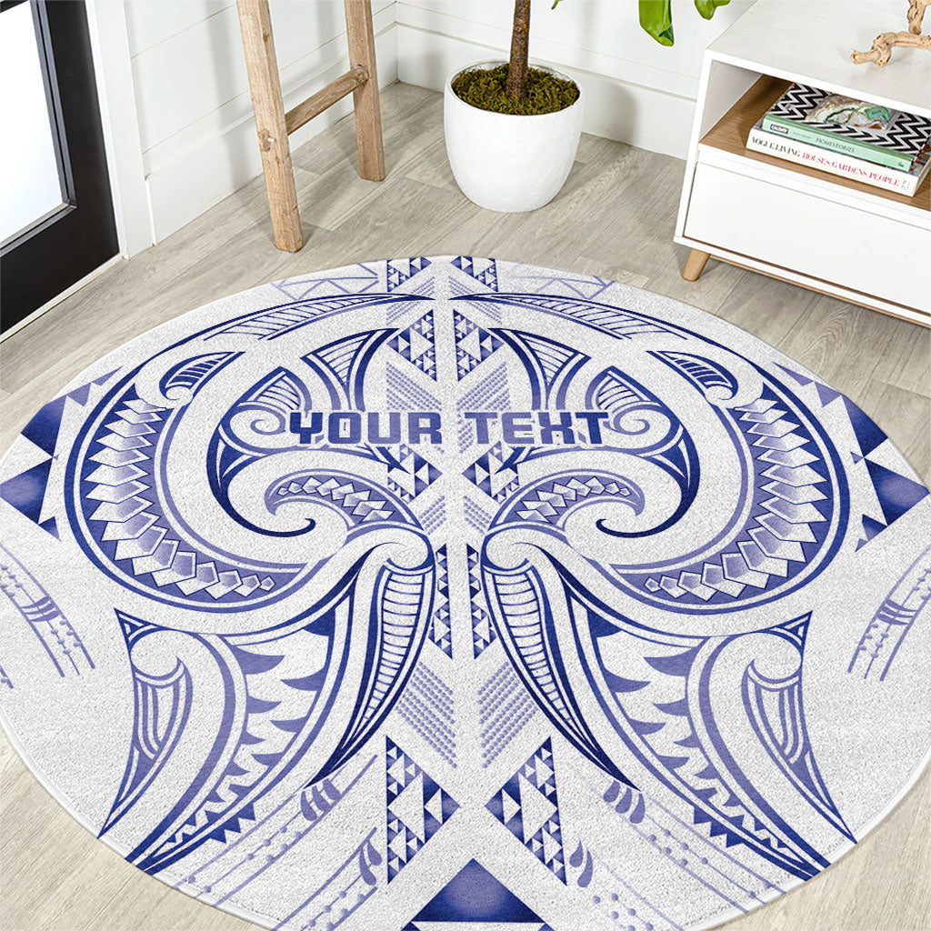 Maori Rugby Custom Ngaru Mangopare Round Carpet Kikorangi Niho Taniwha Motif LT9 Blue - Polynesian Pride