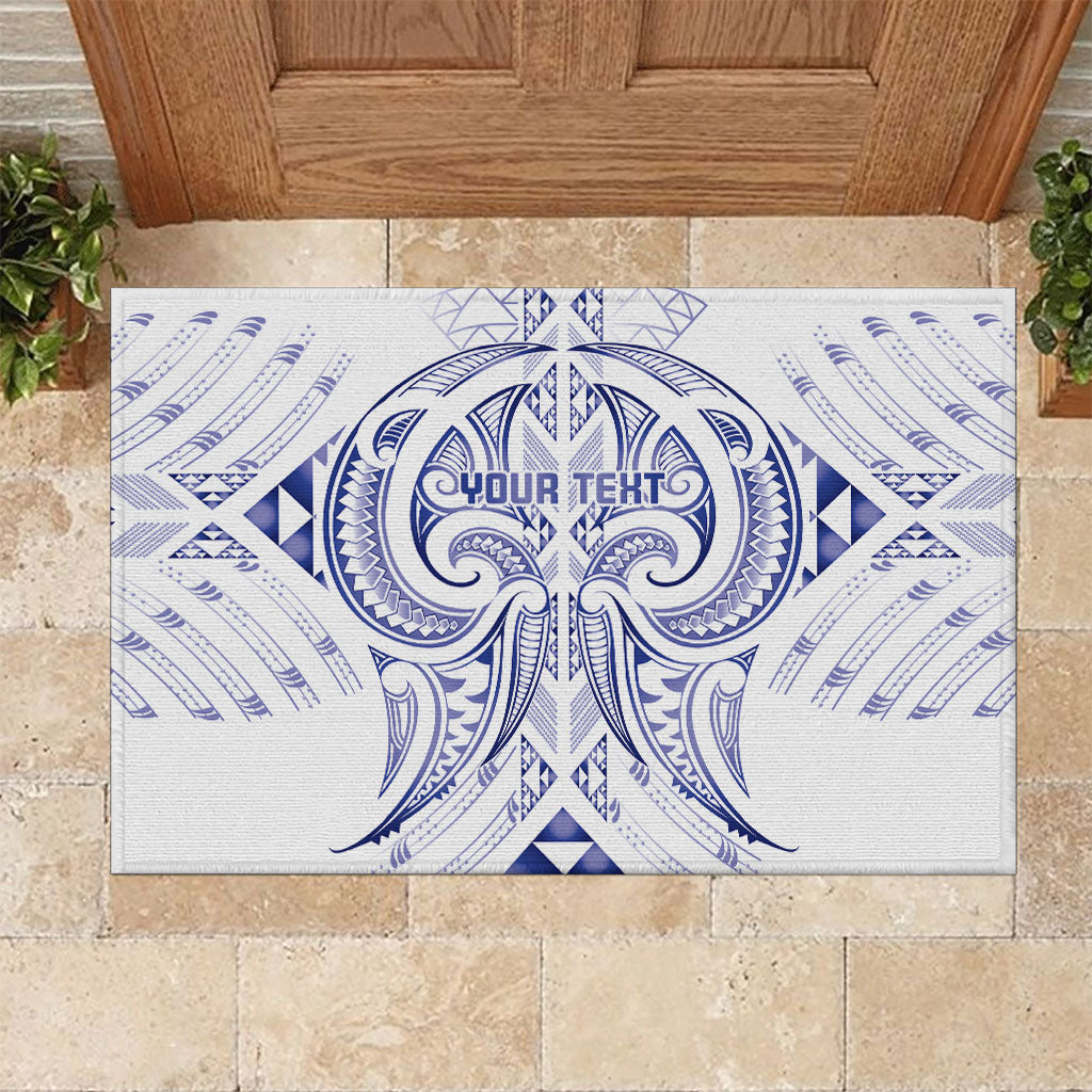 Maori Rugby Custom Ngaru Mangopare Rubber Doormat Kikorangi Niho Taniwha Motif LT9 Blue - Polynesian Pride