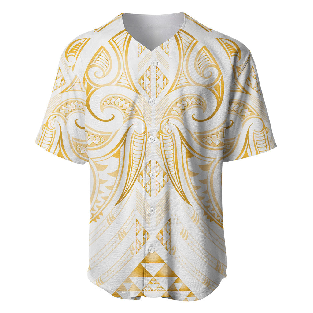 Maori Rugby Custom Ngaru Mangopare Baseball Jersey Koura Niho Taniwha Motif LT9 Gold - Polynesian Pride