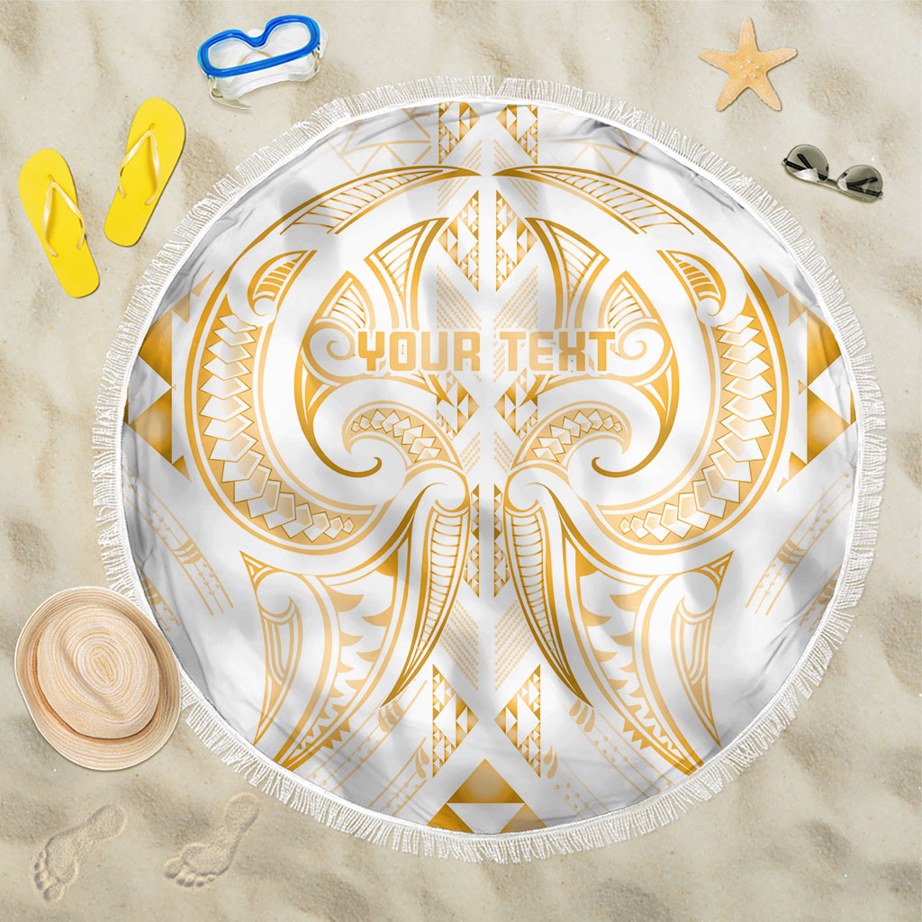 Maori Rugby Custom Ngaru Mangopare Beach Blanket Koura Niho Taniwha Motif LT9 One Size 150cm Gold - Polynesian Pride