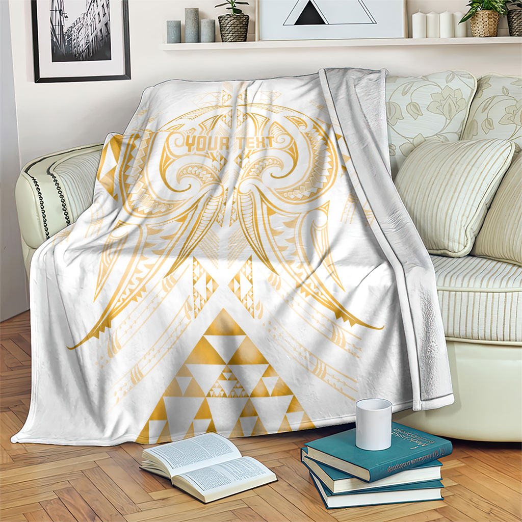 Maori Rugby Custom Ngaru Mangopare Blanket Koura Niho Taniwha Motif LT9 Gold - Polynesian Pride