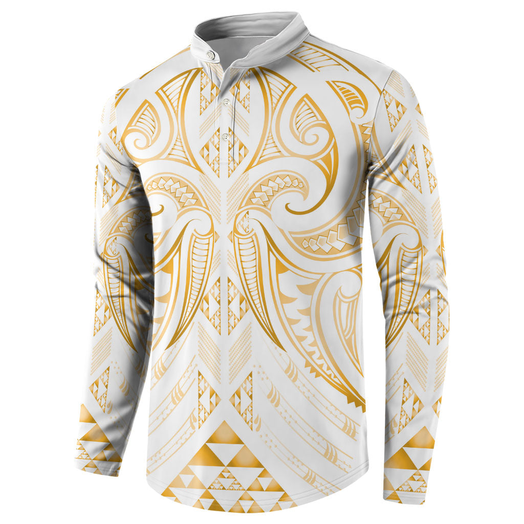 Maori Rugby Custom Ngaru Mangopare Button Sweatshirt Koura Niho Taniwha Motif LT9 - Polynesian Pride