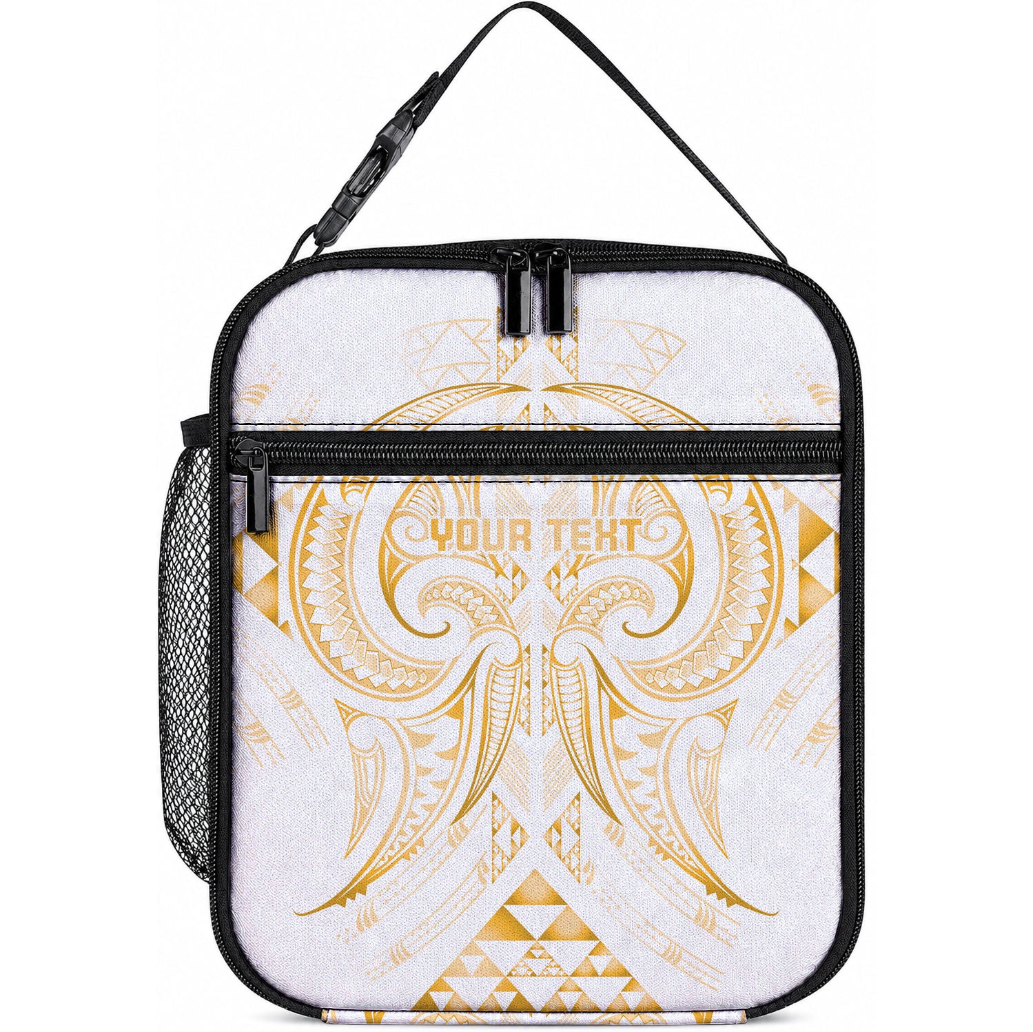 Maori Rugby Custom Ngaru Mangopare Lunch Bag Koura Niho Taniwha Motif LT9 10.2 × 8.3 × 4.3 inch Gold - Polynesian Pride
