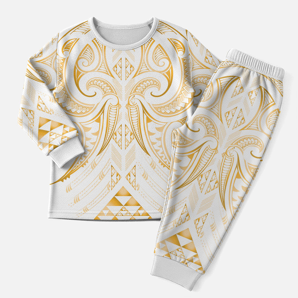 Maori Rugby Custom Ngaru Mangopare Christmas Pajama Set Koura Niho Taniwha Motif LT9 Men Gold - Polynesian Pride