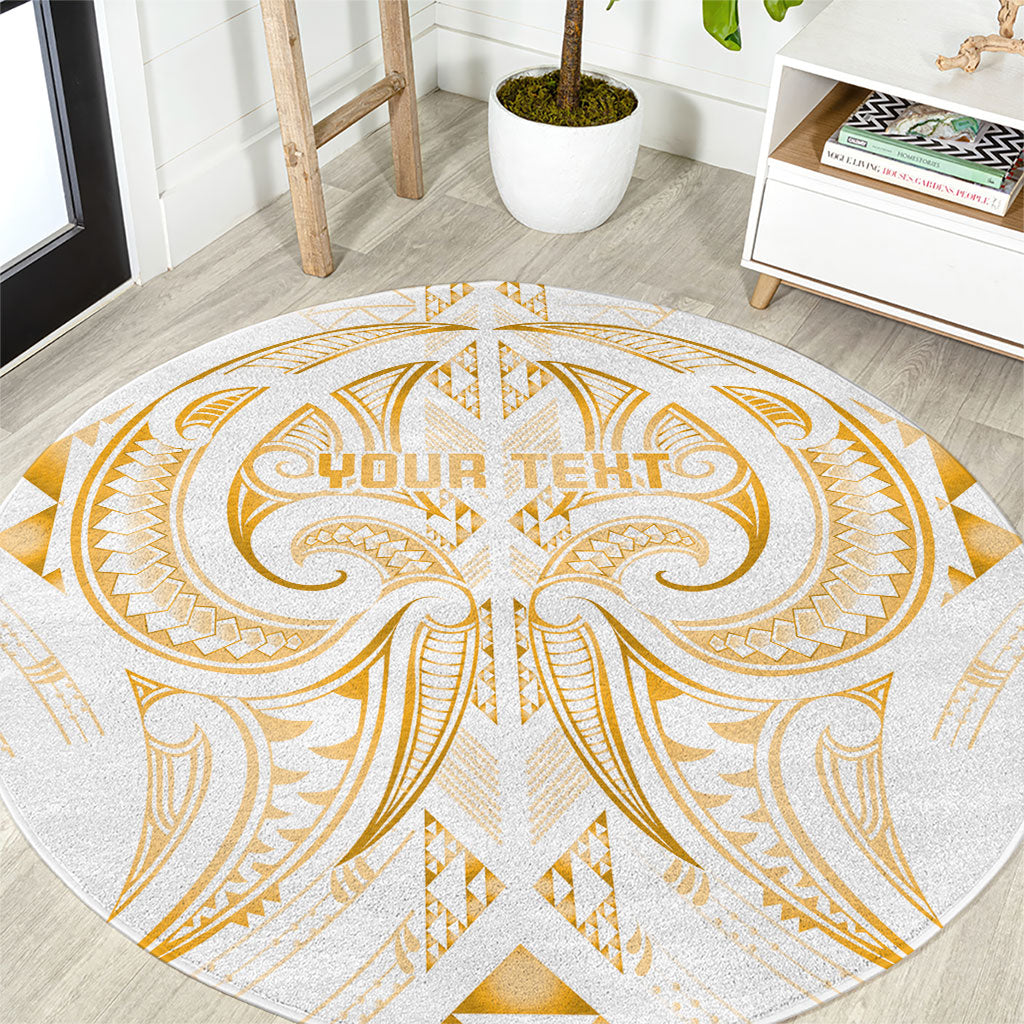 Maori Rugby Custom Ngaru Mangopare Round Carpet Koura Niho Taniwha Motif LT9 Gold - Polynesian Pride