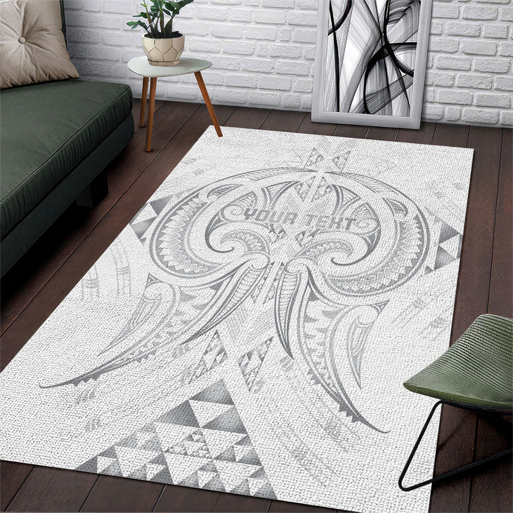 Maori Rugby Custom Ngaru Mangopare Area Rug Kiwikiwi Niho Taniwha Motif LT9 Grey - Polynesian Pride