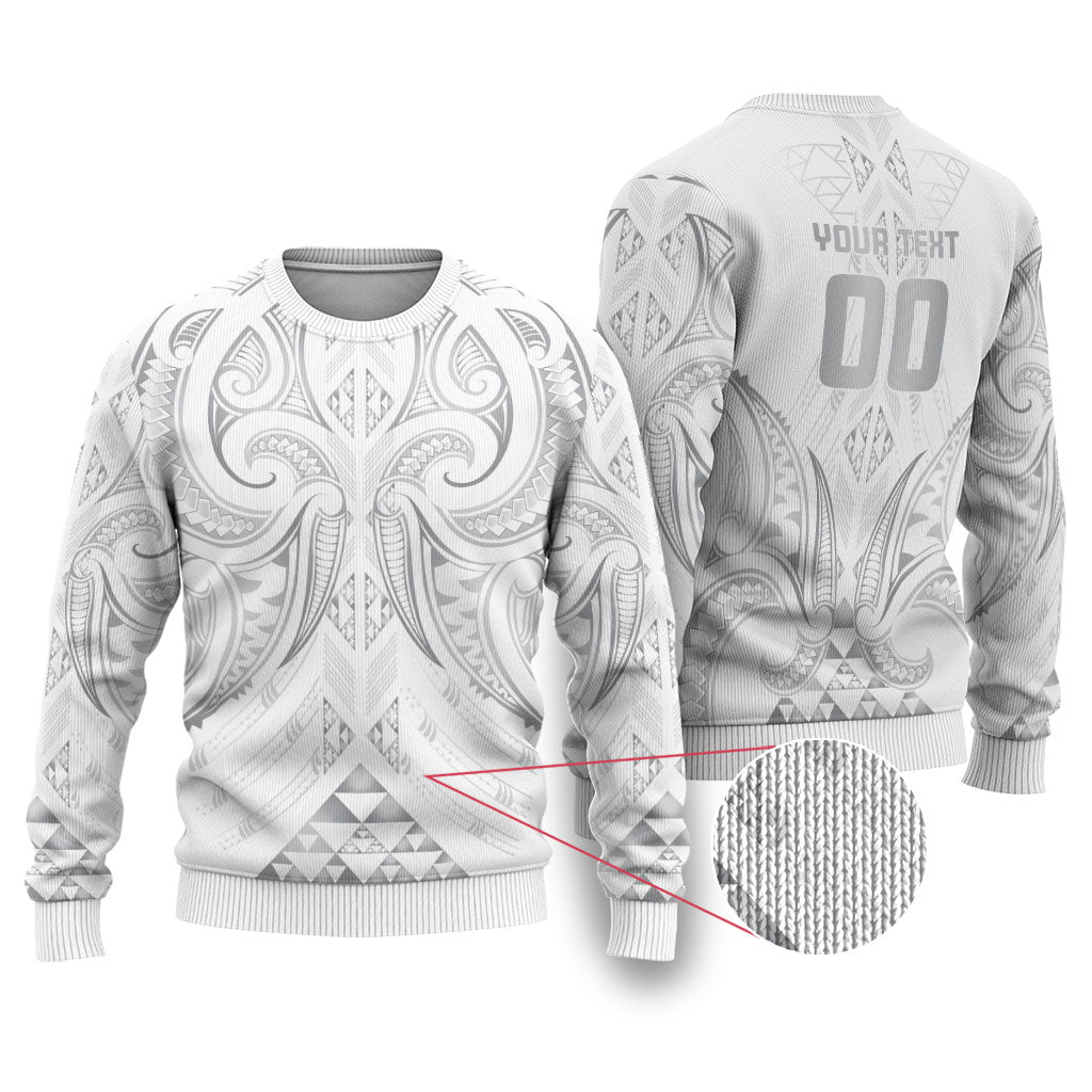 Maori Rugby Custom Ngaru Mangopare Ugly Christmas Sweater Kiwikiwi Niho Taniwha Motif LT9 Grey - Polynesian Pride