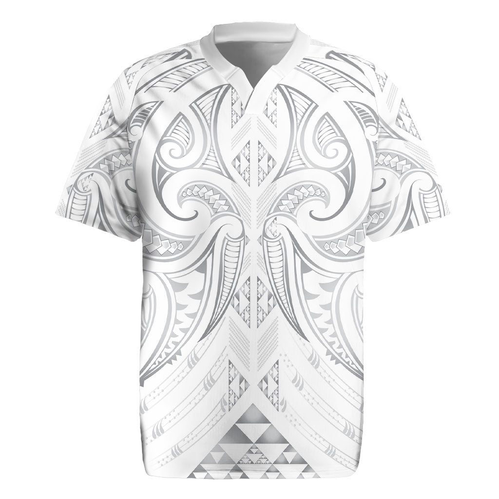 Maori Rugby Custom Ngaru Mangopare Rugby Jersey Kiwikiwi Niho Taniwha Motif LT9 Grey - Polynesian Pride