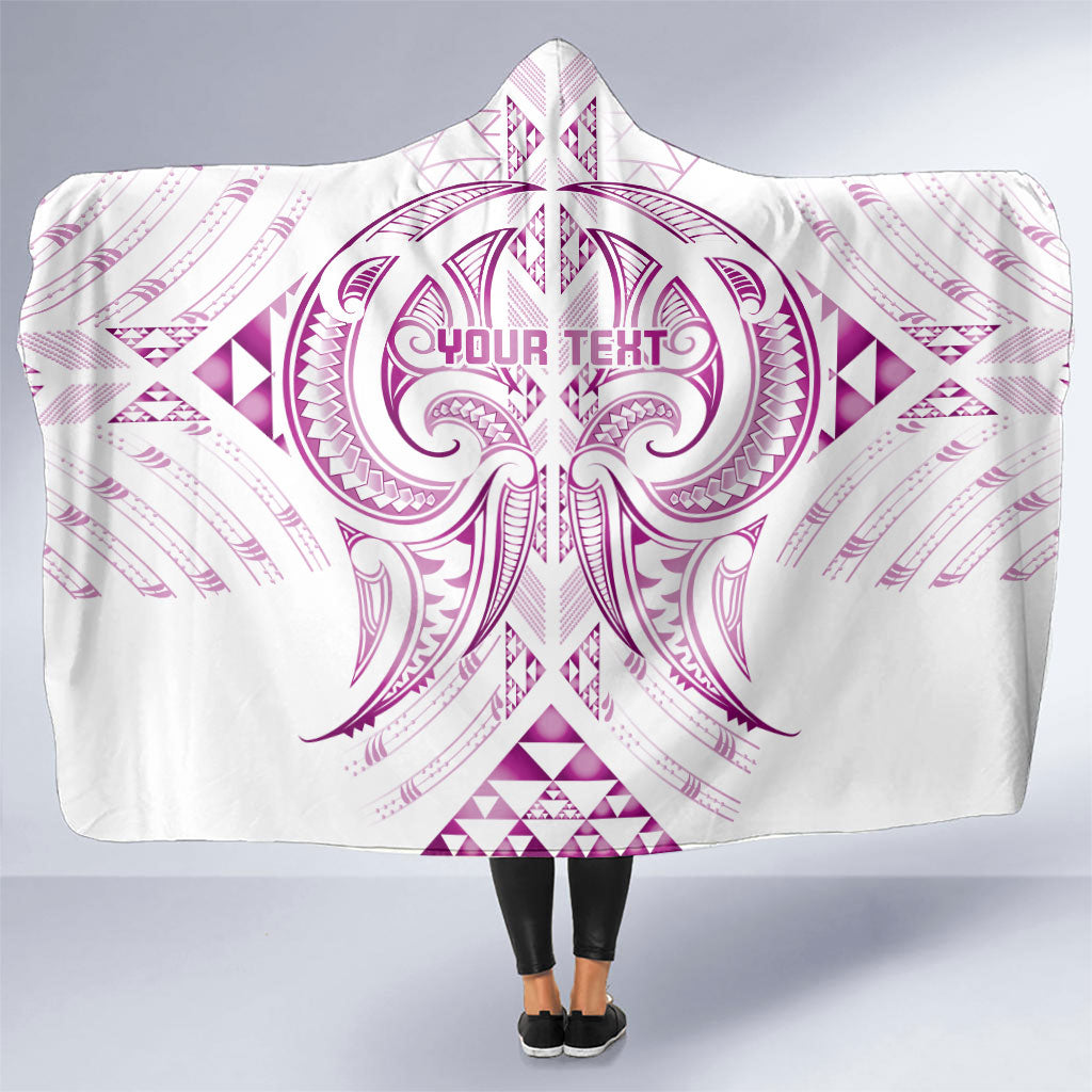 Maori Rugby Custom Ngaru Mangopare Hooded Blanket Mawhero Niho Taniwha Motif LT9 One Size Pink - Polynesian Pride