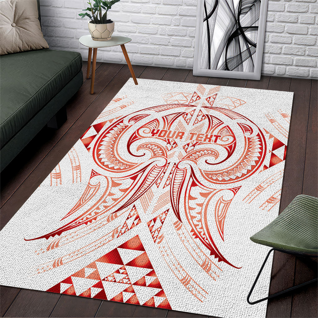 Maori Rugby Custom Ngaru Mangopare Area Rug Whero Niho Taniwha Motif LT9 Red - Polynesian Pride