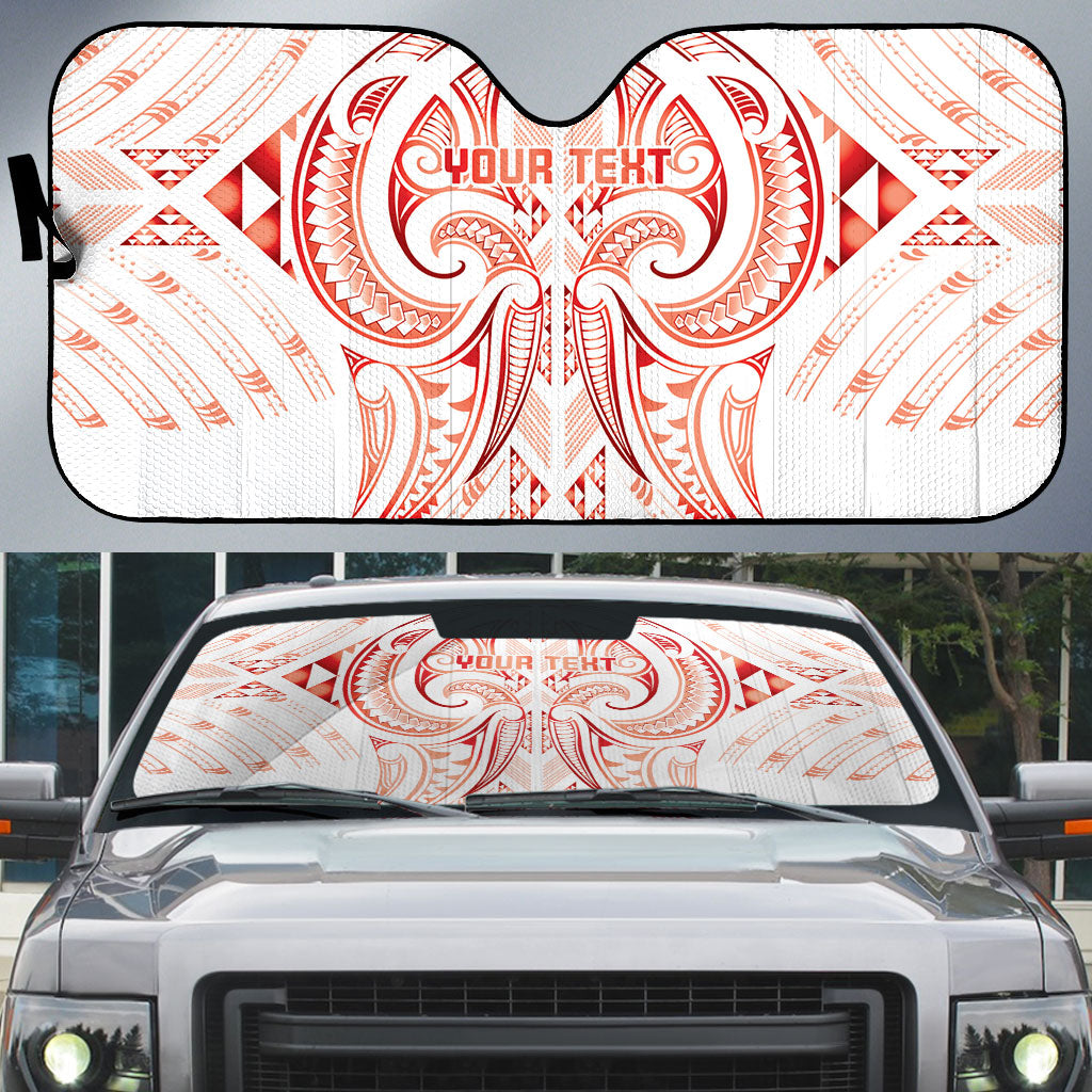 Maori Rugby Custom Ngaru Mangopare Auto Sun Shade Whero Niho Taniwha Motif LT9 Red - Polynesian Pride