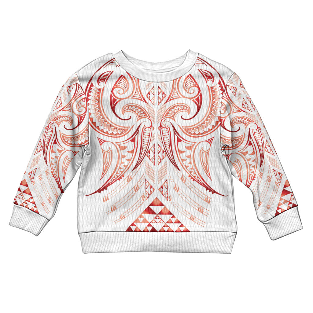 Maori Rugby Custom Ngaru Mangopare Kid Ugly Christmas Sweater Whero Niho Taniwha Motif LT9 Kid Red - Polynesian Pride