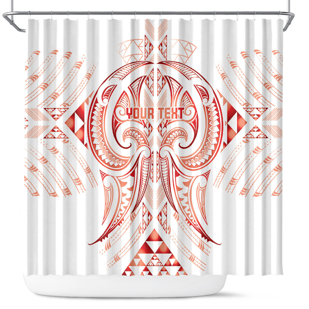 Maori Rugby Custom Ngaru Mangopare Shower Curtain Whero Niho Taniwha Motif LT9 Red - Polynesian Pride