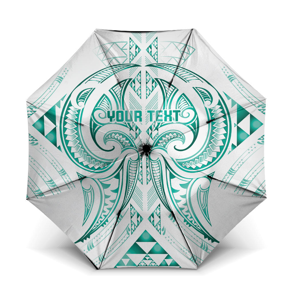 Maori Rugby Custom Ngaru Mangopare Umbrella Karikiorangi Taniwha Motif LT9 One Size Folded 11.42 inch Opened Diameter 37.4 inch Turquoise - Polynesian Pride