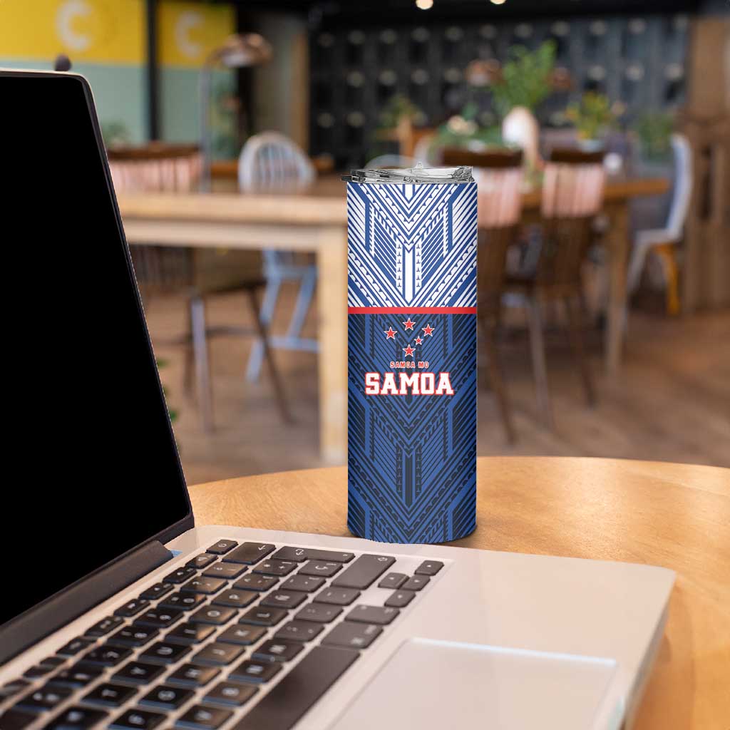 Custom Rugby Toa Samoa Skinny Tumbler Samoa mo Samoa Island Warrior Pride - Polynesian Pride
