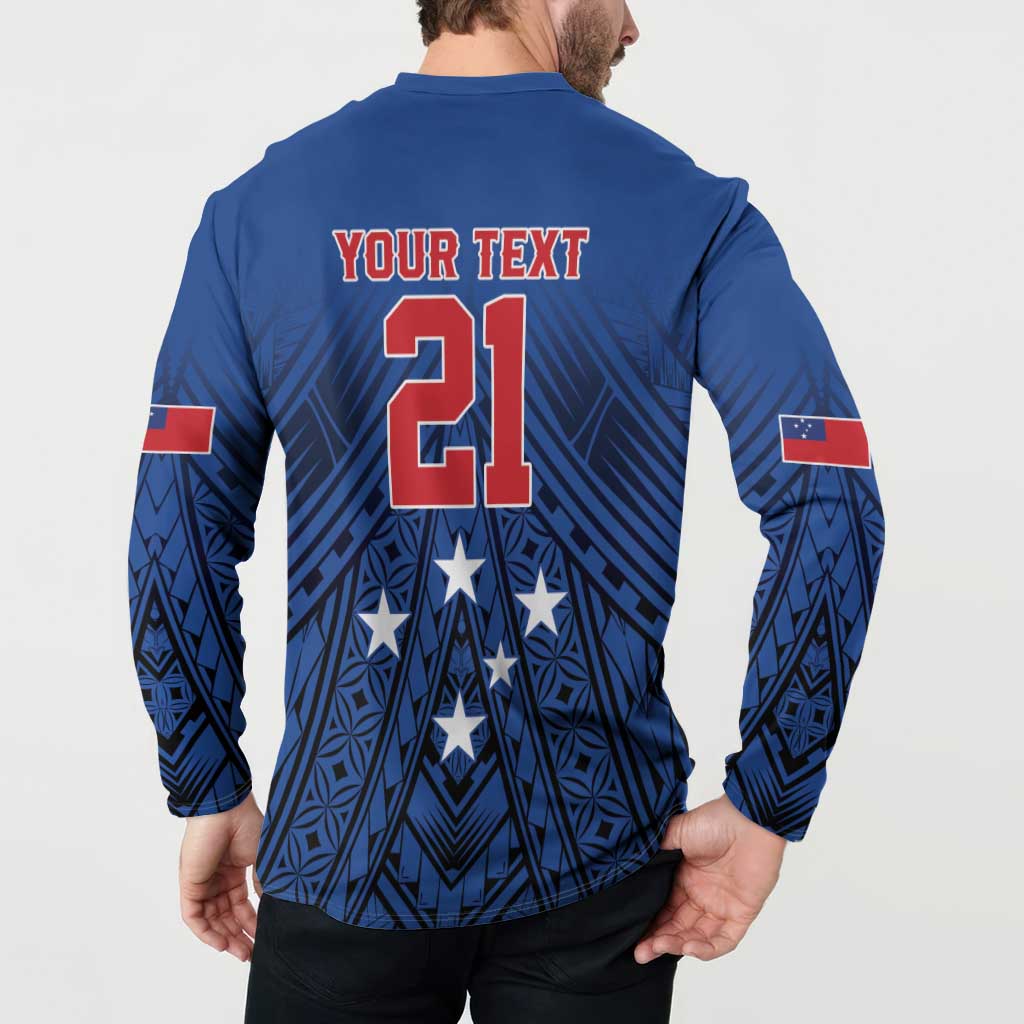 Custom Rugby Toa Samoa Button Sweatshirt Samoa mo Samoa Strength in Tatau - Polynesian Pride