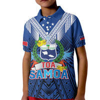 Custom Rugby Toa Samoa Kid Polo Shirt Samoa mo Samoa Strength in Tatau LT9 Kid Blue - Polynesian Pride
