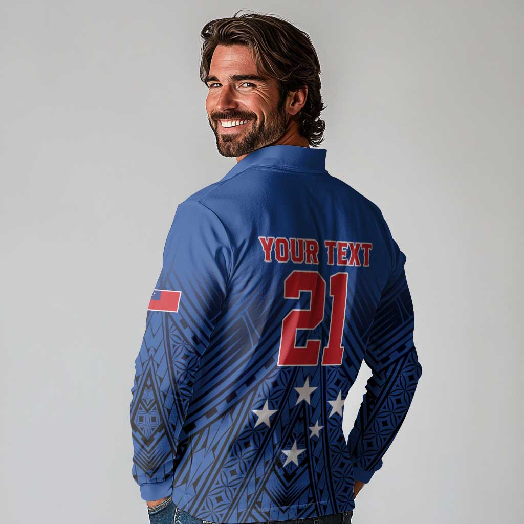 Custom Rugby Toa Samoa Long Sleeve Polo Shirt Samoa mo Samoa Strength in Tatau - Polynesian Pride