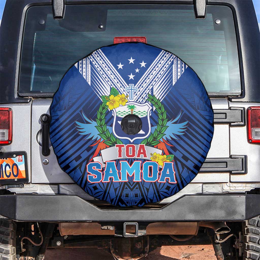 Rugby Toa Samoa Spare Tire Cover Samoa mo Samoa Strength in Tatau LT9 Blue - Polynesian Pride