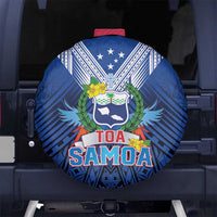 Rugby Toa Samoa Spare Tire Cover Samoa mo Samoa Strength in Tatau LT9 No hole Blue - Polynesian Pride