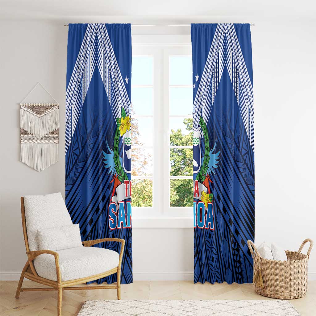 Rugby Toa Samoa Window Curtain Samoa mo Samoa Strength in Tatau - Polynesian Pride