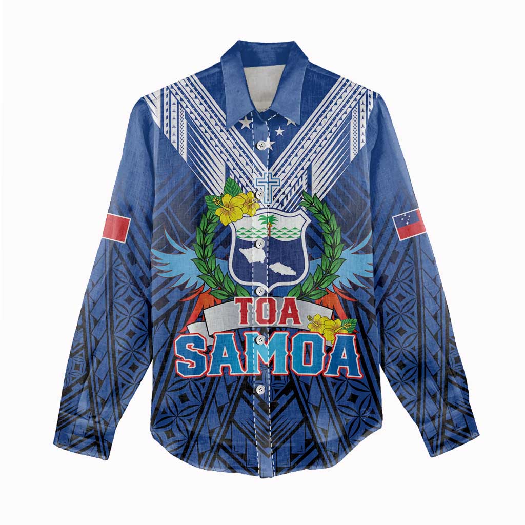 Custom Rugby Toa Samoa Women Casual Shirt Samoa mo Samoa Strength in Tatau - Polynesian Pride