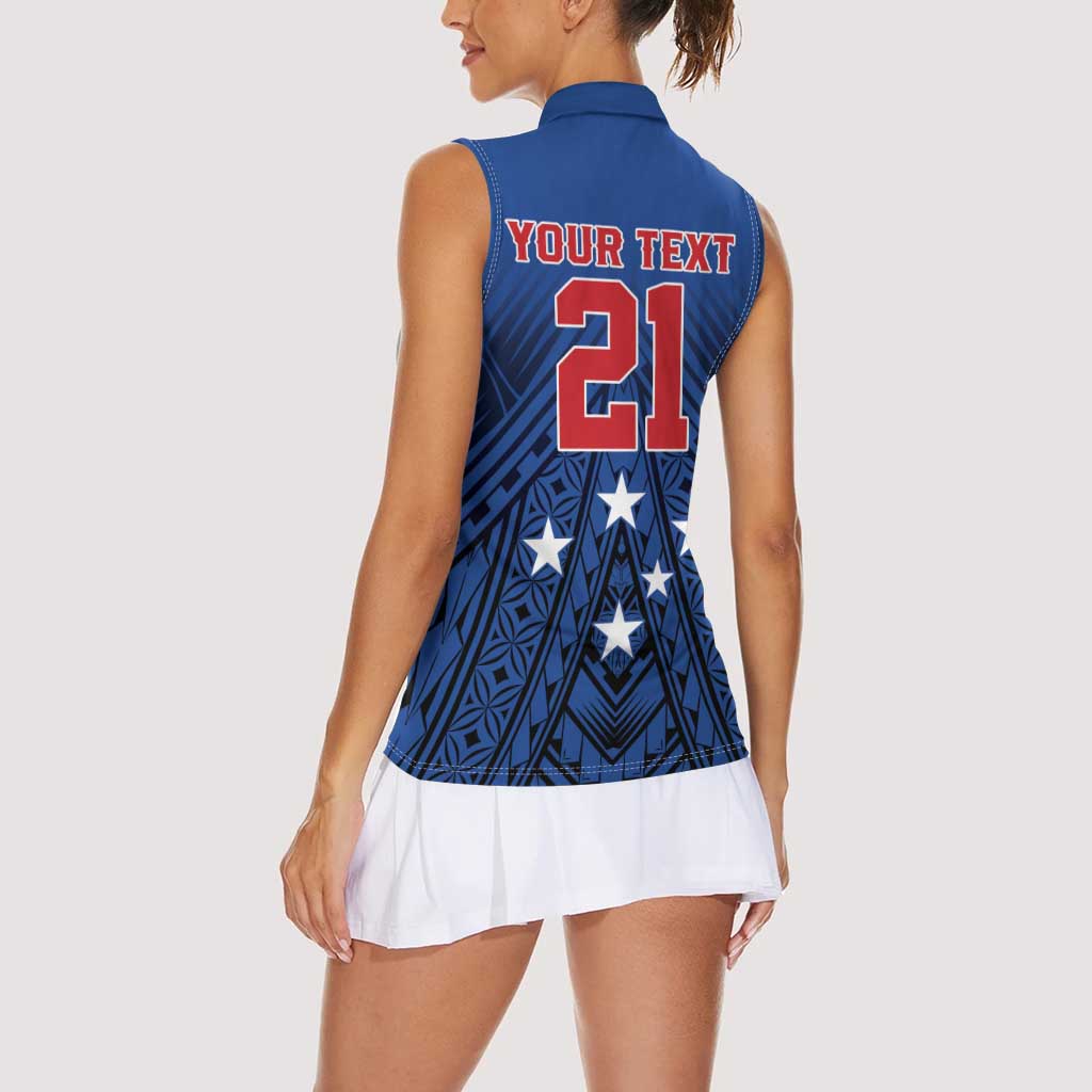 Custom Rugby Toa Samoa Women Sleeveless Polo Shirt Samoa mo Samoa Strength in Tatau - Polynesian Pride