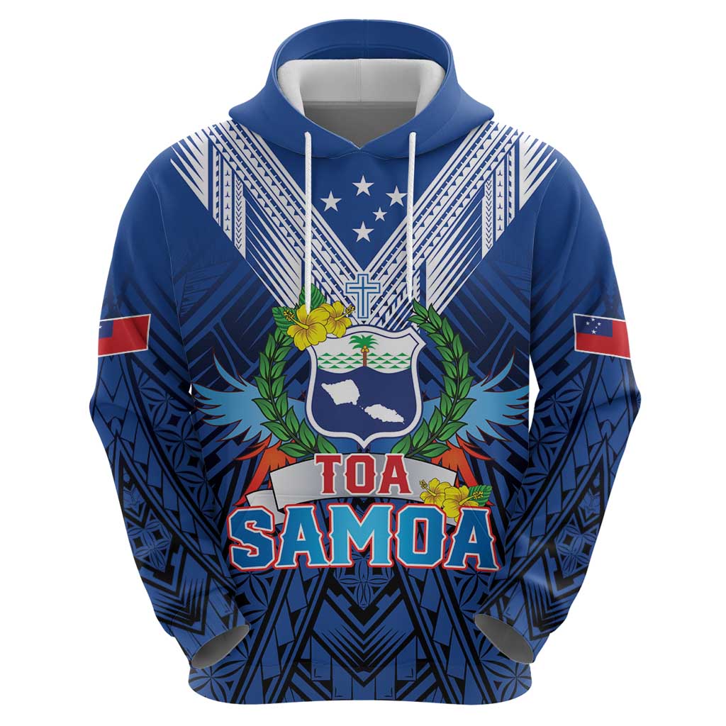 Custom Rugby Toa Samoa Zip Hoodie Samoa mo Samoa Strength in Tatau - Polynesian Pride