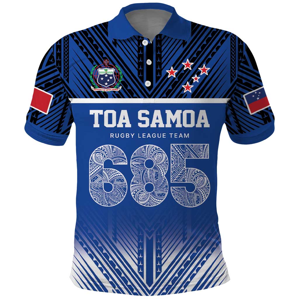 Toa Samoa 685 Polo Shirt Uso Aso Uma For Life For Samoa LT9 Blue - Polynesian Pride