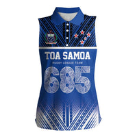 Toa Samoa 685 Women Sleeveless Polo Shirt Uso Aso Uma For Life For Samoa LT9 Female Blue - Polynesian Pride