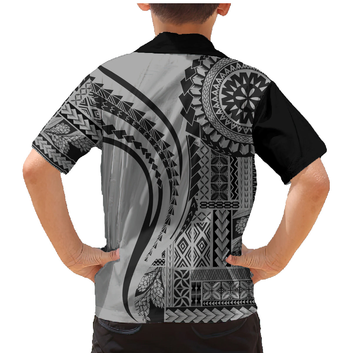 Samoa Siapo Arty Family Matching Mermaid Dress and Hawaiian Shirt Black Style LT9 - Polynesian Pride