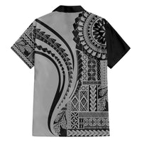 Samoa Siapo Arty Family Matching Off Shoulder Maxi Dress and Hawaiian Shirt Black Style LT9 - Polynesian Pride