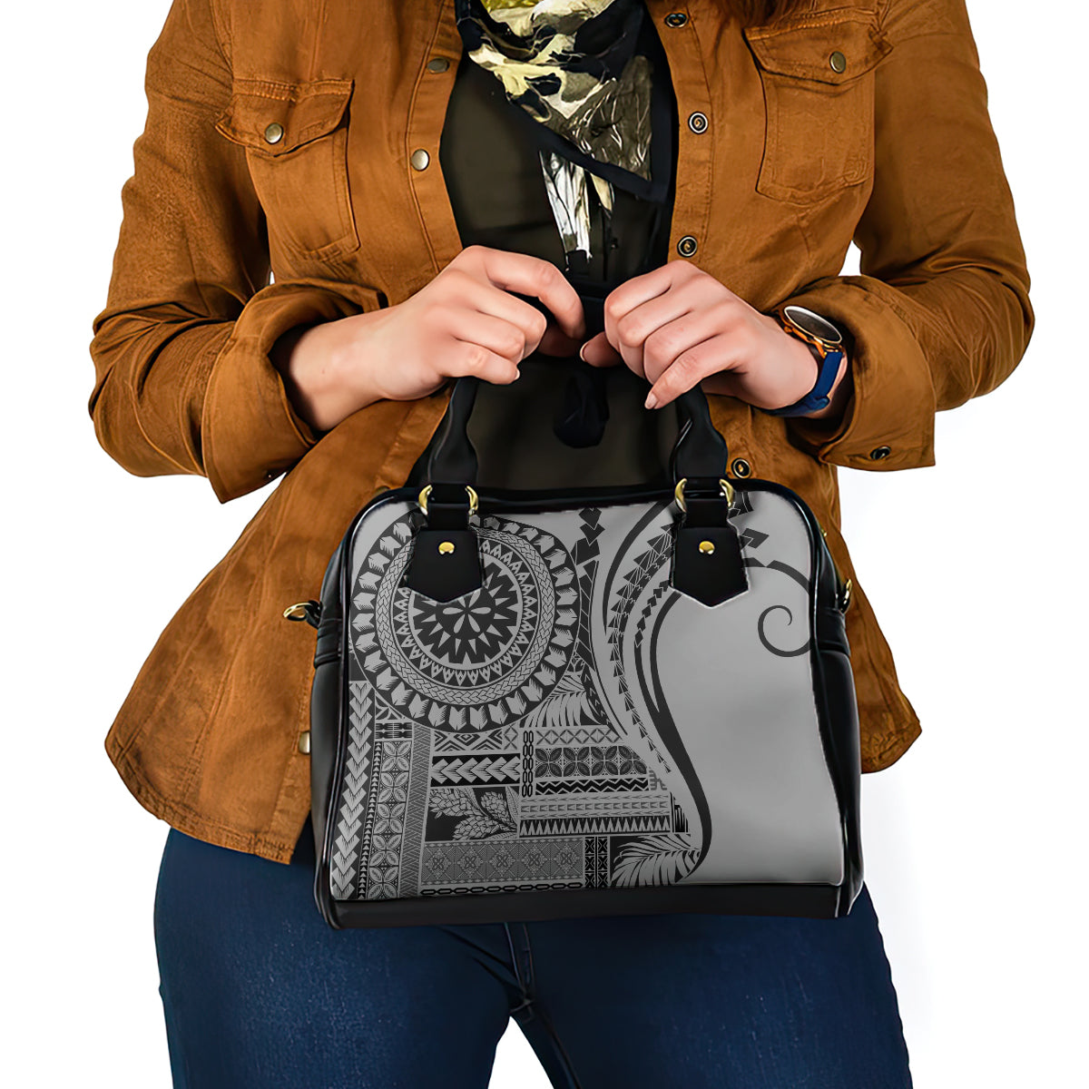 Samoa Siapo Arty Shoulder Handbag Black Style LT9 - Polynesian Pride