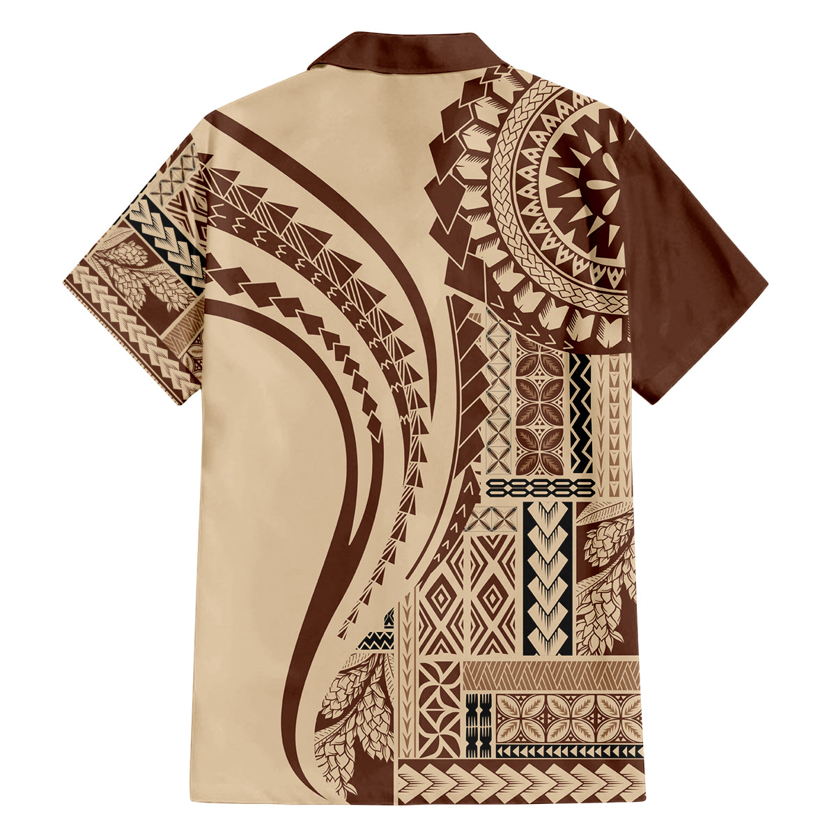 Samoa Siapo Arty Family Matching Off Shoulder Short Dress and Hawaiian Shirt Brown Style LT9 - Polynesian Pride