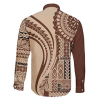 Samoa Siapo Arty Family Matching Short Sleeve Bodycon Dress and Hawaiian Shirt Brown Style LT9 - Polynesian Pride