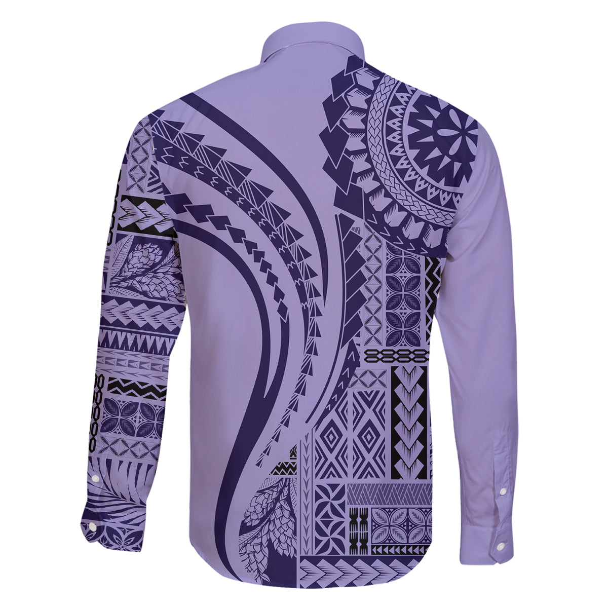 Samoa Siapo Arty Family Matching Off Shoulder Short Dress and Hawaiian Shirt Purple Style LT9 - Polynesian Pride