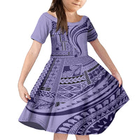 Samoa Siapo Arty Family Matching Tank Maxi Dress and Hawaiian Shirt Purple Style LT9 Daughter's Dress Purple - Polynesian Pride
