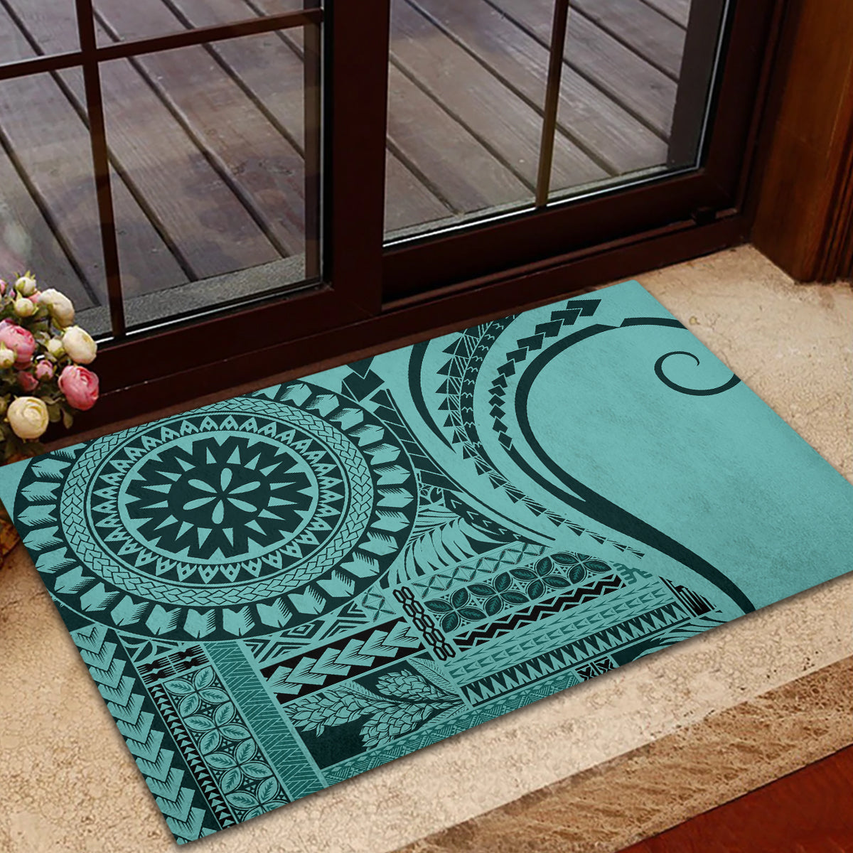 Samoa Siapo Arty Rubber Doormat Turquoise Style LT9 - Polynesian Pride