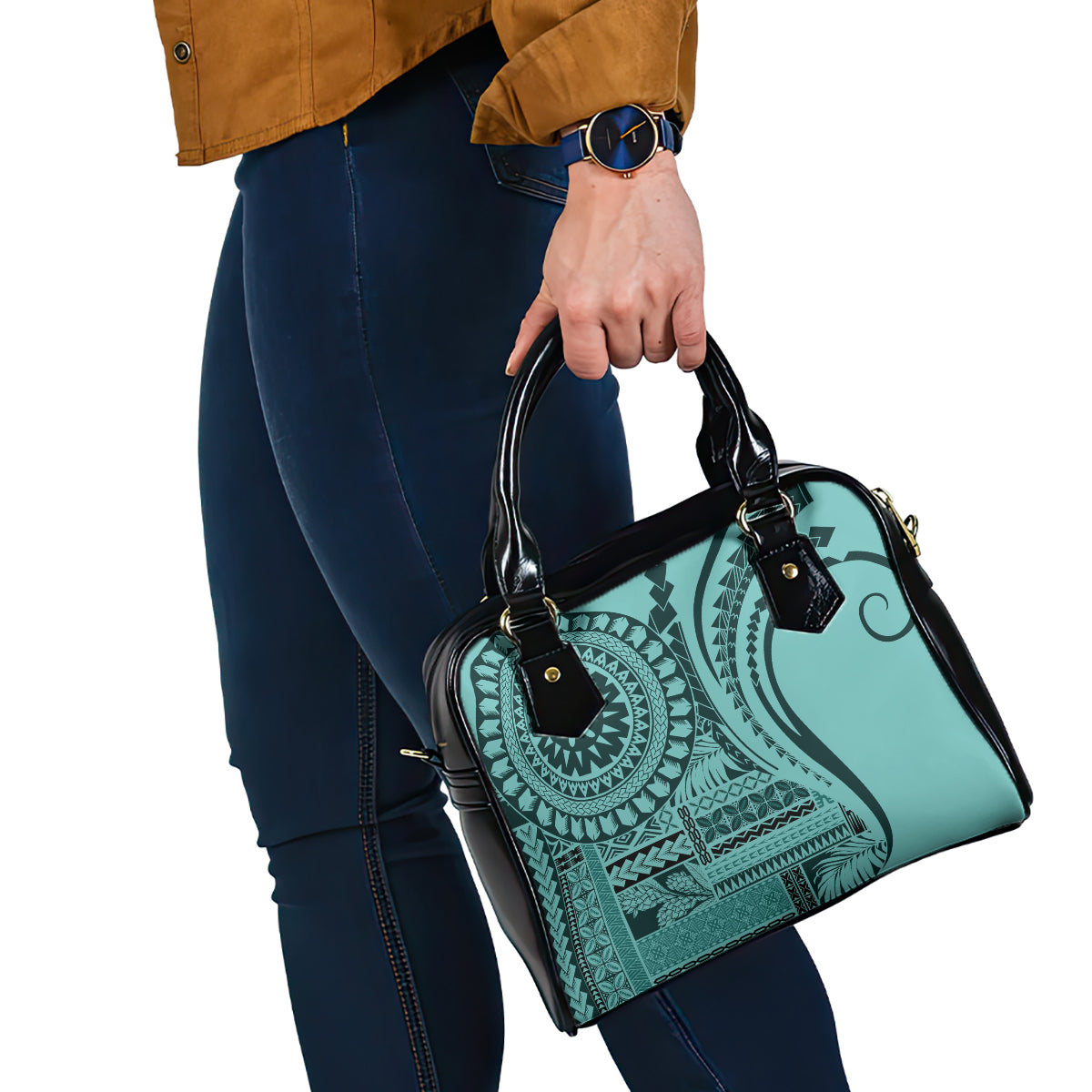 Samoa Siapo Arty Shoulder Handbag Turquoise Style LT9 - Polynesian Pride