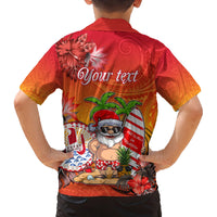Personalised Wishes in Tahitian Christmas Family Matching Summer Maxi Dress and Hawaiian Shirt French Polynesia Santa Beach LT9 - Polynesian Pride