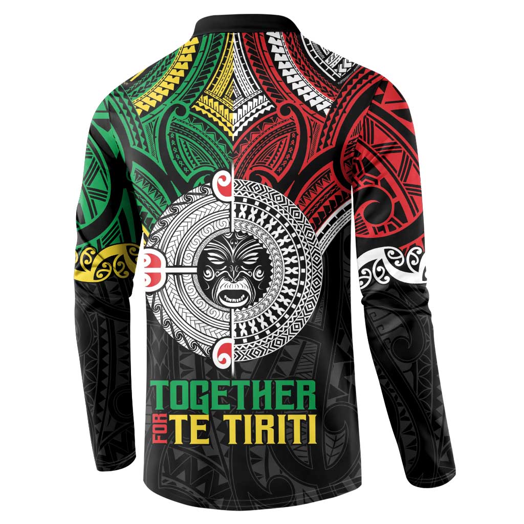 Aotearoa and Cook Islands Mo Te Tiriti Button Sweatshirt New Zealand Honour The Treaty Ake!Ake!Ake! LT9 - Polynesian Pride