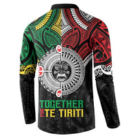 Aotearoa and Cook Islands Mo Te Tiriti Button Sweatshirt New Zealand Honour The Treaty Ake!Ake!Ake! LT9 - Polynesian Pride