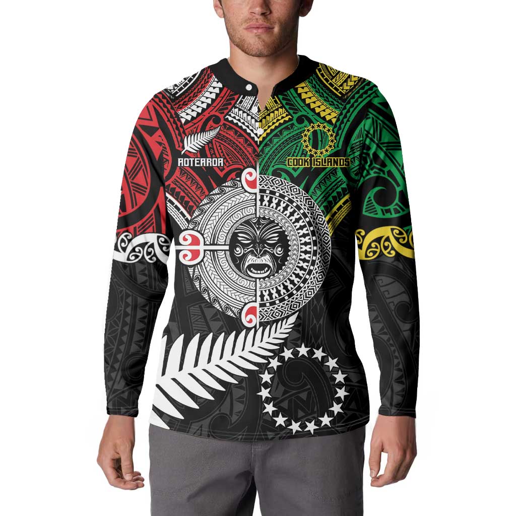 Aotearoa and Cook Islands Mo Te Tiriti Button Sweatshirt New Zealand Honour The Treaty Ake!Ake!Ake! LT9 - Polynesian Pride