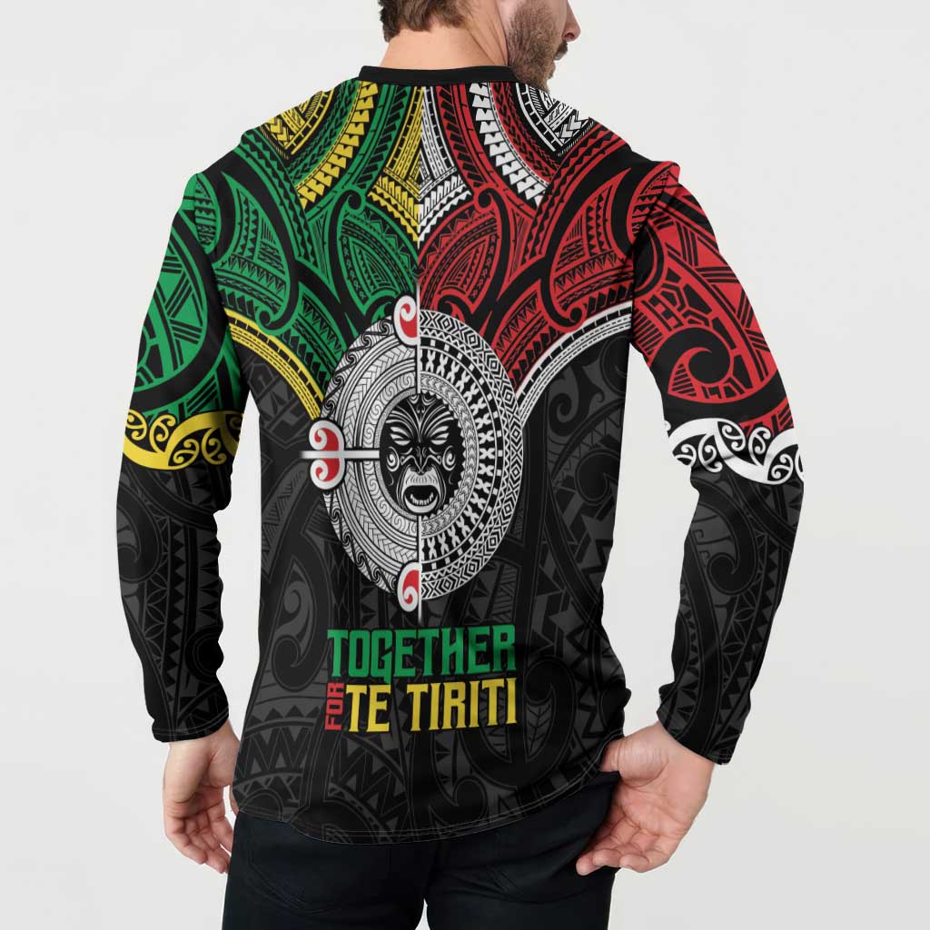 Aotearoa and Cook Islands Mo Te Tiriti Button Sweatshirt New Zealand Honour The Treaty Ake!Ake!Ake! LT9 - Polynesian Pride