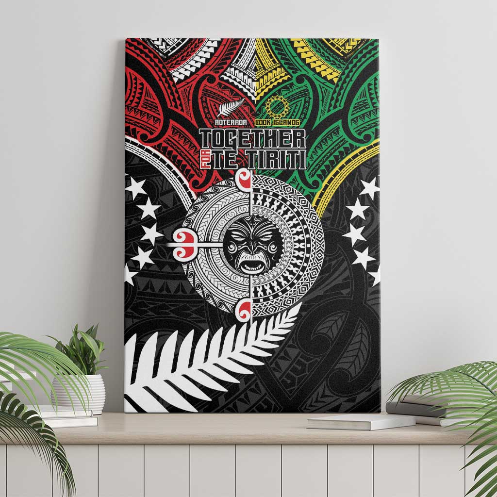 Aotearoa and Cook Islands Mo Te Tiriti Canvas Wall Art New Zealand Honour The Treaty Ake!Ake!Ake! LT9 - Polynesian Pride