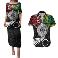 Aotearoa and Cook Islands Mo Te Tiriti Couples Matching Puletasi and Hawaiian Shirt New Zealand Honour The Treaty Ake!Ake!Ake! LT9 Green - Polynesian Pride
