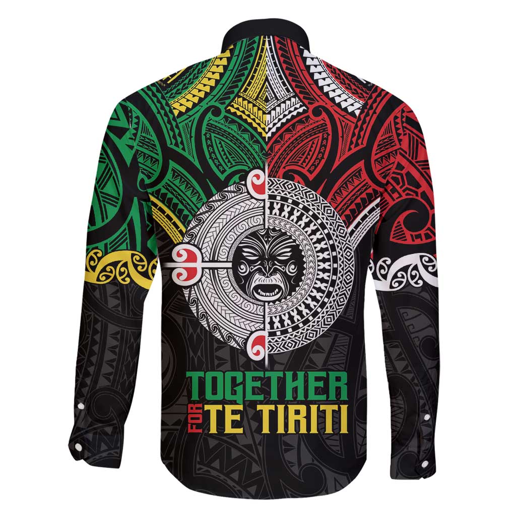 Aotearoa and Cook Islands Mo Te Tiriti Family Matching Long Sleeve Bodycon Dress and Hawaiian Shirt New Zealand Honour The Treaty Ake!Ake!Ake! LT9 - Polynesian Pride