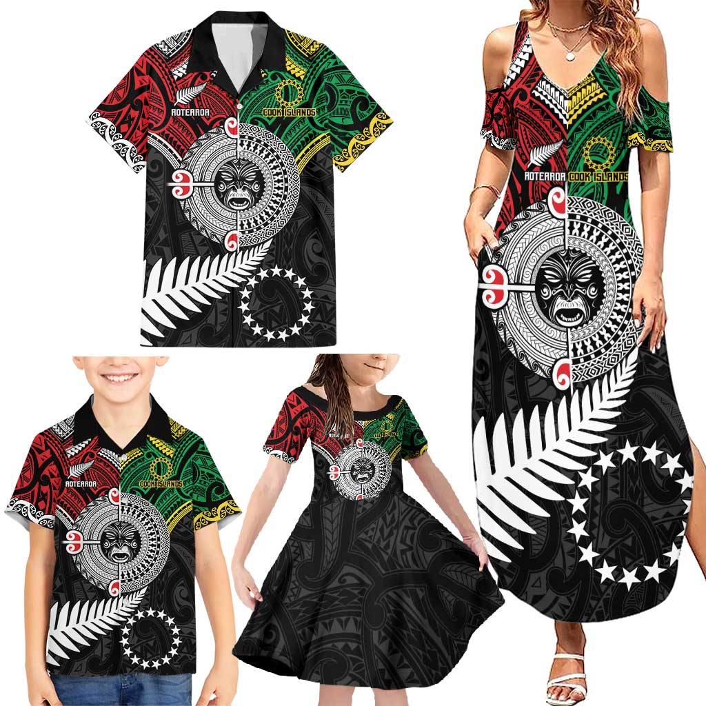 Aotearoa and Cook Islands Mo Te Tiriti Family Matching Summer Maxi Dress and Hawaiian Shirt New Zealand Honour The Treaty Ake!Ake!Ake! LT9 - Polynesian Pride